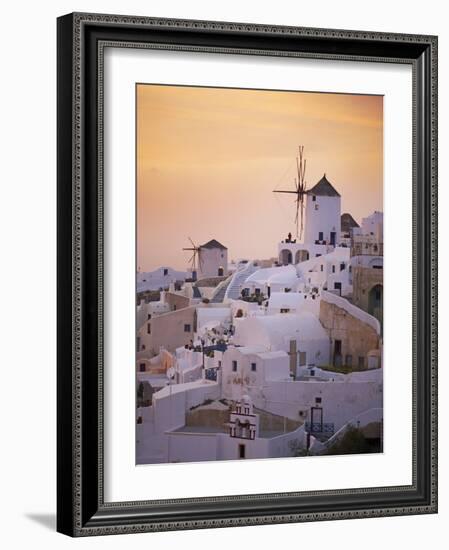 Oia (Ia) Village and Windmill, Santorini, Cyclades, Greek Islands, Greece, Europe-null-Framed Photographic Print