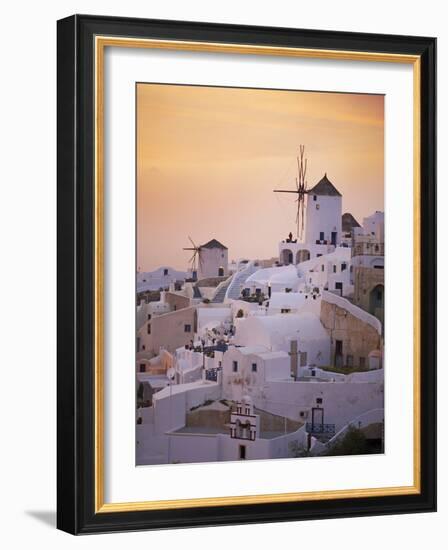 Oia (Ia) Village and Windmill, Santorini, Cyclades, Greek Islands, Greece, Europe-null-Framed Photographic Print