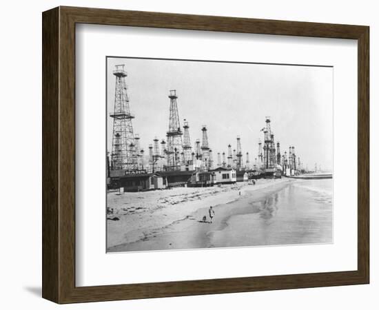 Oil Derricks on a Beach in California-null-Framed Photographic Print