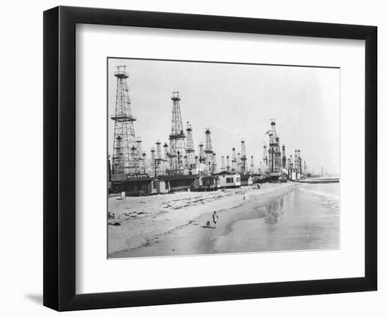 Oil Derricks on a Beach in California-null-Framed Photographic Print