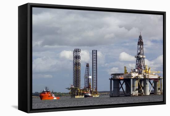 Oil Drilling Rigs, North Sea-Duncan Shaw-Framed Premier Image Canvas