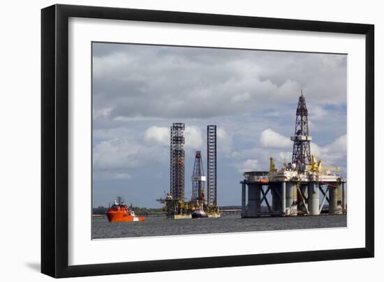 Oil Drilling Rigs, North Sea-Duncan Shaw-Framed Photographic Print