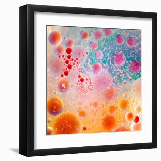 Oil Drops on Water Surface with Colorful Gradient Background-Abstract Oil Work-Framed Premium Photographic Print