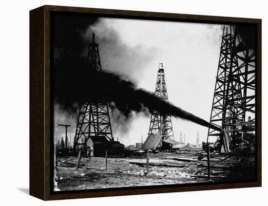 Oil Gushing from Spindletop Hill in Beaumont, Texas-null-Framed Premier Image Canvas