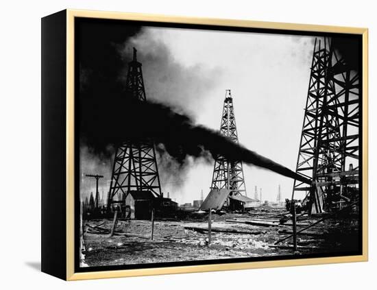 Oil Gushing from Spindletop Hill in Beaumont, Texas-null-Framed Premier Image Canvas