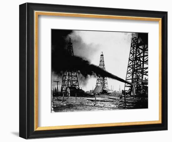 Oil Gushing from Spindletop Hill in Beaumont, Texas-null-Framed Premium Photographic Print