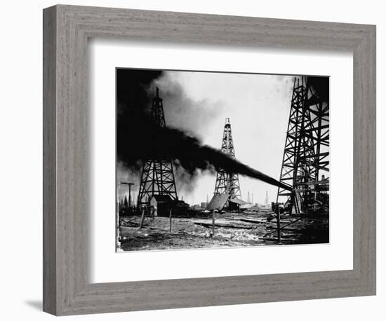 Oil Gushing from Spindletop Hill in Beaumont, Texas-null-Framed Photographic Print