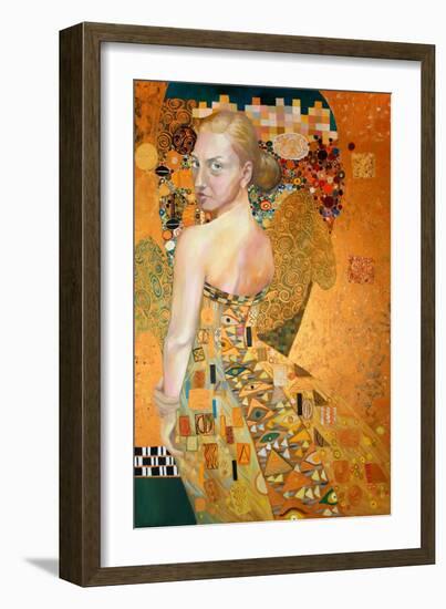 Oil on Canvas, Original Painting, Portrait of Beautiful Girl.-ralwel-Framed Art Print