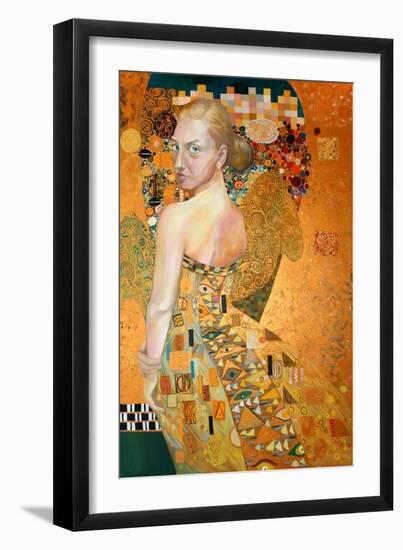 Oil on Canvas, Original Painting, Portrait of Beautiful Girl.-ralwel-Framed Art Print