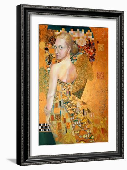 Oil on Canvas, Original Painting, Portrait of Beautiful Girl.-ralwel-Framed Art Print