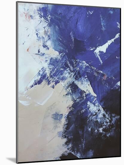 Oil Painting Abstraction with Beige Blue White Smears.Modern Art-Lekovetskasyte-Mounted Art Print