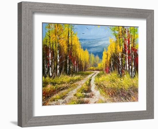 Oil Painting - Gold Autumn-balaikin2009-Framed Art Print