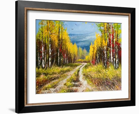 Oil Painting - Gold Autumn-balaikin2009-Framed Art Print