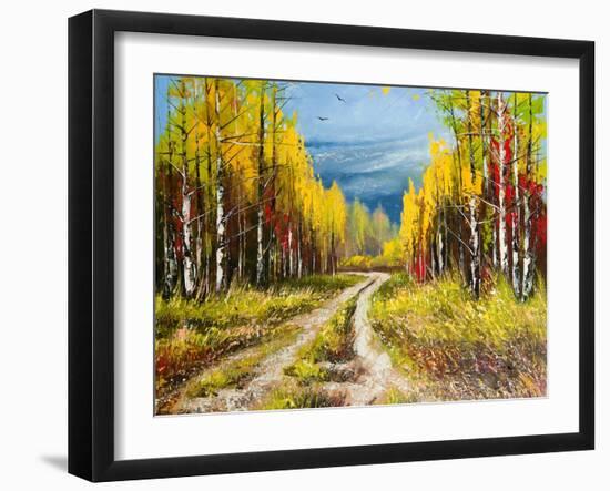 Oil Painting - Gold Autumn-balaikin2009-Framed Art Print