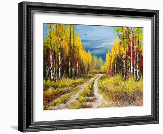 Oil Painting - Gold Autumn-balaikin2009-Framed Art Print