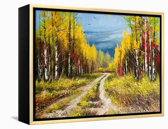 Oil Painting - Gold Autumn-balaikin2009-Framed Stretched Canvas