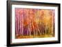 Oil Painting Landscape - Colorful Autumn Trees. Semi Abstract Image of Forest, Aspen Trees with Yel-pluie_r-Framed Art Print