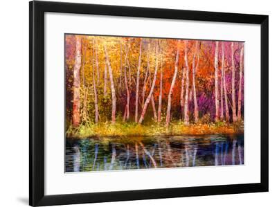 Oil Painting Landscape - Colorful Autumn Trees. Semi Abstract Image of ...