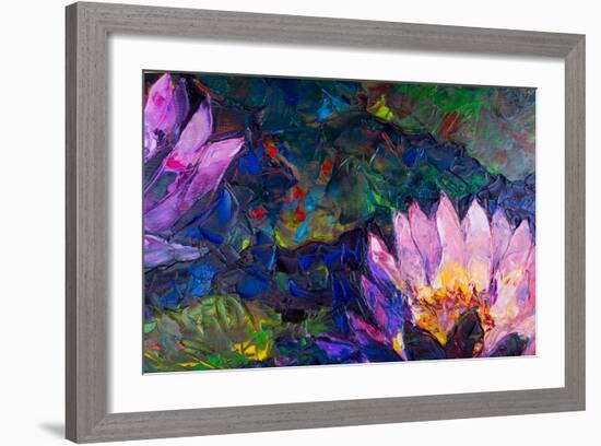 Oil Painting of Beautiful Lotus Flower-jannoon028-Framed Premium Giclee Print