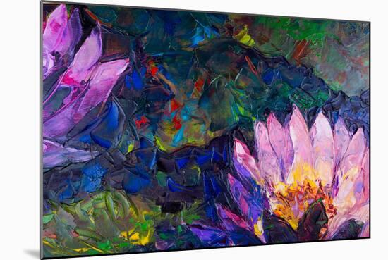 Oil Painting of Beautiful Lotus Flower-jannoon028-Mounted Art Print