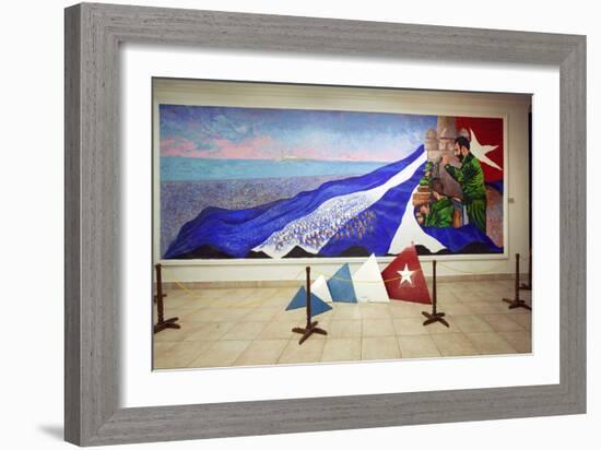 Oil Painting of Fidel Castro at a Revolution Museum in Havana, Cuba-Carol Highsmith-Framed Photo