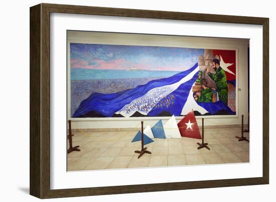 Oil Painting of Fidel Castro at a Revolution Museum in Havana, Cuba-Carol Highsmith-Framed Photo