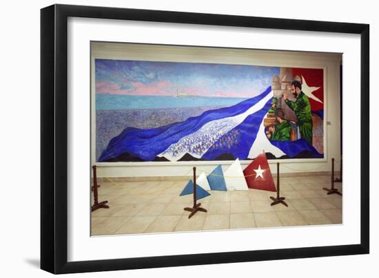 Oil Painting of Fidel Castro at a Revolution Museum in Havana, Cuba-Carol Highsmith-Framed Photo