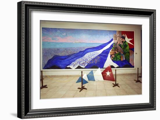 Oil Painting of Fidel Castro at a Revolution Museum in Havana, Cuba-Carol Highsmith-Framed Photo