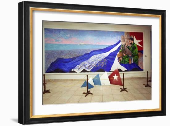 Oil Painting of Fidel Castro at a Revolution Museum in Havana, Cuba-Carol Highsmith-Framed Photo