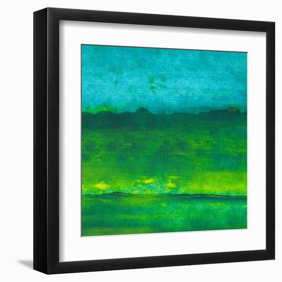 Oil Painting Texture. Green And Blue-landio-Framed Art Print