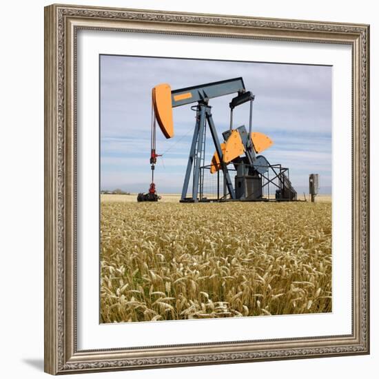 Oil Pump In a Wheat Field-Tony Craddock-Framed Premium Photographic Print