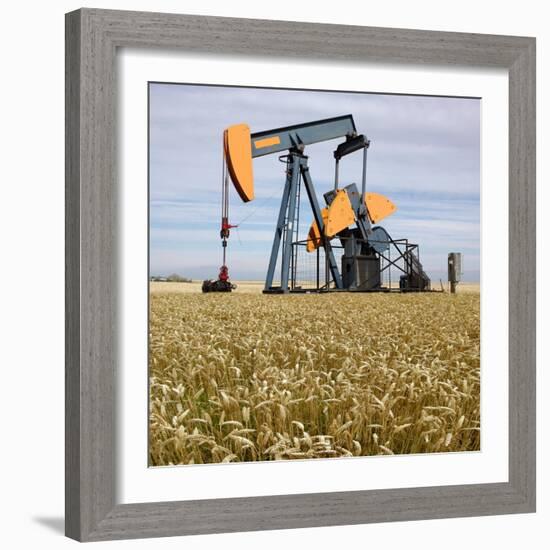 Oil Pump In a Wheat Field-Tony Craddock-Framed Premium Photographic Print