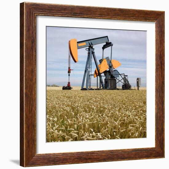 Oil Pump In a Wheat Field-Tony Craddock-Framed Premium Photographic Print