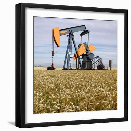 Oil Pump In a Wheat Field-Tony Craddock-Framed Premium Photographic Print