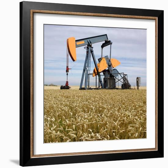 Oil Pump In a Wheat Field-Tony Craddock-Framed Premium Photographic Print