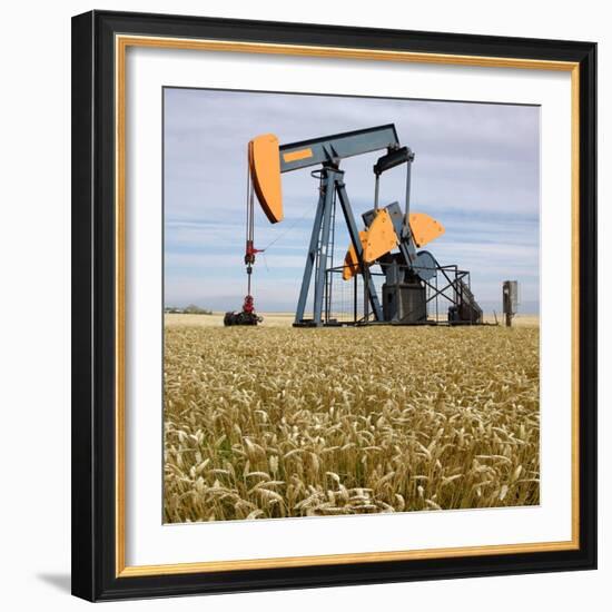 Oil Pump In a Wheat Field-Tony Craddock-Framed Premium Photographic Print