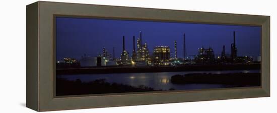 Oil Refinery at Night, Texas, USA-null-Framed Premier Image Canvas