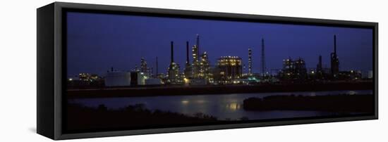 Oil Refinery at Night, Texas, USA-null-Framed Premier Image Canvas