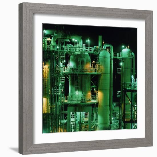 Oil Refinery At Night-Kaj Svensson-Framed Premium Photographic Print