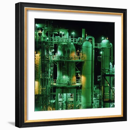 Oil Refinery At Night-Kaj Svensson-Framed Premium Photographic Print