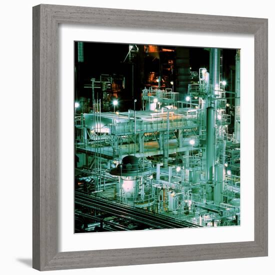 Oil Refinery At Night-Kaj Svensson-Framed Premium Photographic Print