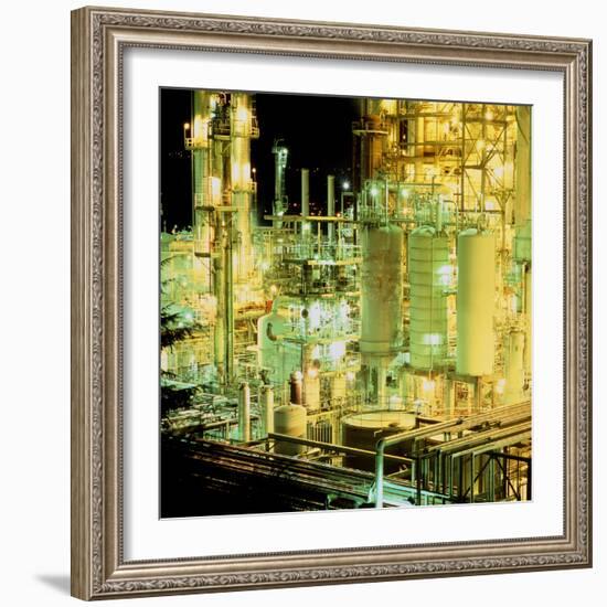 Oil Refinery At Night-Kaj Svensson-Framed Premium Photographic Print