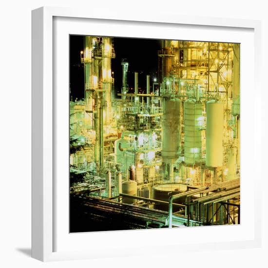 Oil Refinery At Night-Kaj Svensson-Framed Premium Photographic Print