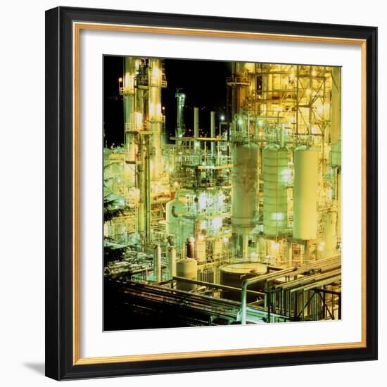 Oil Refinery At Night-Kaj Svensson-Framed Premium Photographic Print