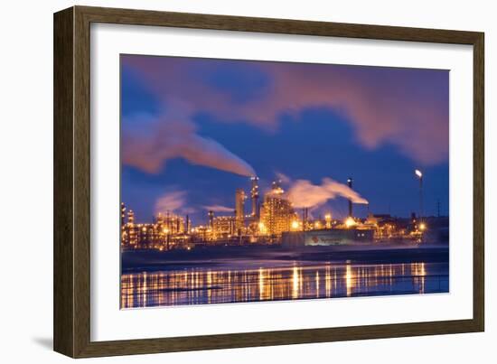 Oil Refinery At Night-David Nunuk-Framed Photographic Print