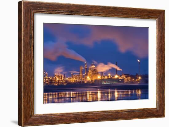 Oil Refinery At Night-David Nunuk-Framed Photographic Print