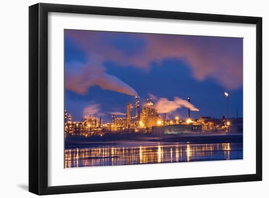 Oil Refinery At Night-David Nunuk-Framed Photographic Print