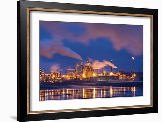Oil Refinery At Night-David Nunuk-Framed Photographic Print