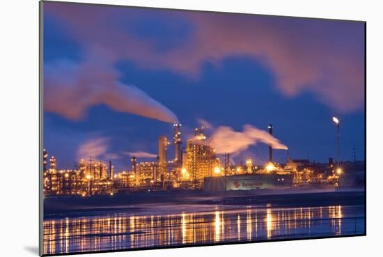 Oil Refinery At Night-David Nunuk-Mounted Photographic Print