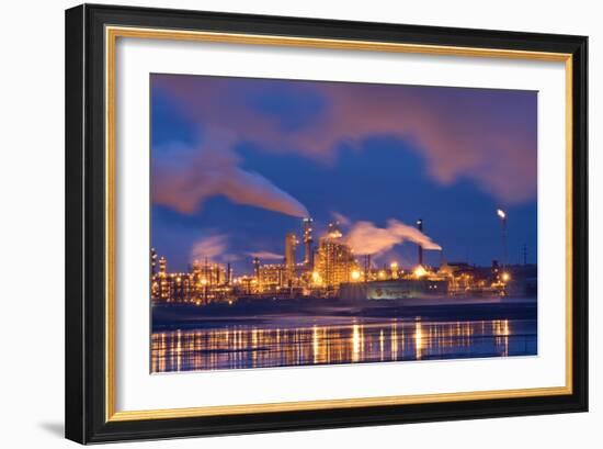 Oil Refinery At Night-David Nunuk-Framed Photographic Print